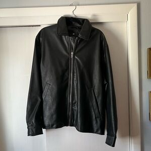 H&M Black Faux Leather Jacket Size XL